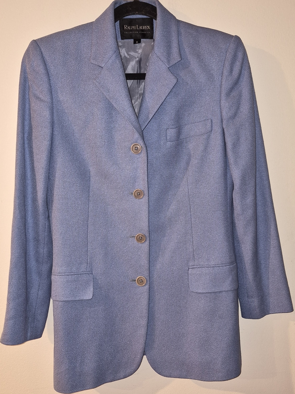 Ralph Lauren Women's Heathered Light Blue Tailored Blazer